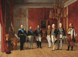 Prinssi Metternichin suuriruhtinas Aleksanteri Nikolajevitšin vastaanotto Wienin Hofburgissa vuonna 1839 tekijältä Фердинанд Георг Вальдмюллер