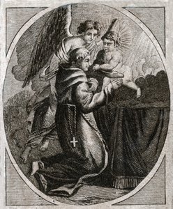 Pyhä Antonius Padovalainen, 1800-luvun alku (kaiverrus) tekijältä . .