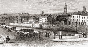 Shandon Lee-joen rannalla, Corkin kreivikunnassa, Irlannissa 1800-luvun lopulla, julkaisusta Our Own Country, julkaistu 1898 tekijältä Ferdinand Georg Waldmuller