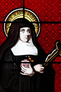Lasimaalaus. Saint Jane Frances de Chantal on roomalaiskatolinen pyhimys, joka julistettiin autuaaksi vuonna 1751. Hän perusti uskonnollisen Pyhän Marian vierailun ritarikunnan. Thorens. Ranska. tekijältä . .