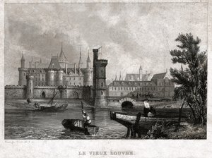 Vanha Louvre, 1800-luvun alussa (kaiverrus) tekijältä . .