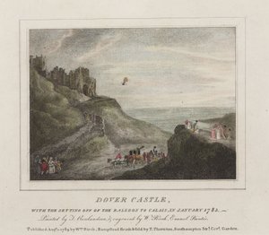 Ensimmäinen kanavan ylitys ilmapallolla, 7. tammikuuta 1785 tekijältä Frederick (attr. to) Barnard