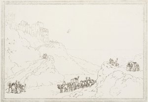 Ensimmäinen kanavan ylitys ilmapallolla, 7. tammikuuta 1785 tekijältä Frederick (attr. to) Barnard