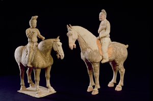 Two Riders, kiina, Tang-dynastia (618-906) (terrakotta) tekijältä Hippolyte Lalaise Devéria