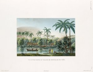 Näkymä kylään Matavaissa, Tahitin saarella tekijältä Frederick (attr. to) Barnard
