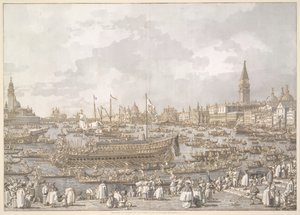 Venetsian dogi lähdössä Lidoon tekijältä Canaletto