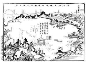 Omi Hakkei kaikki näkymät yhdelle arkille tekijältä Hiroshige
