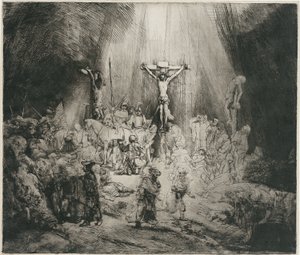 Kristus ristiinnaulittu kahden varkaan välille (kolme ristiä) tekijältä Rembrandt van Rijn