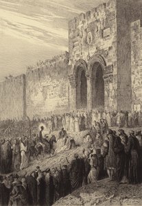 Jeesus saapuu Jerusalemiin tekijältä after Albert Robida