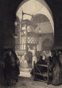 Jeesus synagogassa tekijältä after Albert Robida