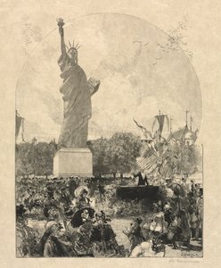 Liberty valaisee maailmaa, jonka amerikkalaiset tarjosivat Pariisin kaupungille tekijältä after Auguste Louis Lepère