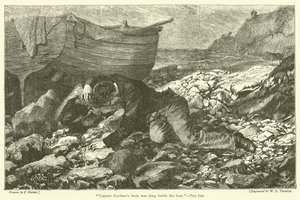 Kapteeni Gardinersin ruumis makasi veneen vieressä tekijältä after Charles Green