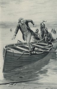 Kapteeni James Cook hyppää ulos veneestään punaisten intiaanien hyppääessä sisään
