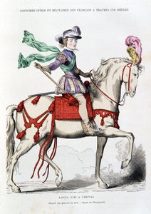 Ludvig XIII hevosen selässä kaiverruksesta vuodelta 1615 - Chevignardin piirustus. tekijältä after Chevignard