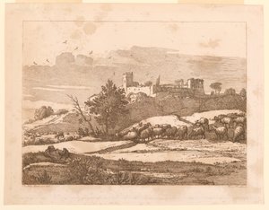 Maisema linnan kanssa tekijältä after Claude Lorrain