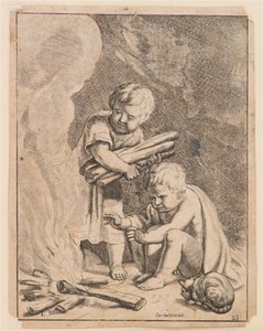 Lapsille, jotka tekevät tulta tekijältä after Cornelis Holsteyn