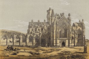 Melrose Abbey, etelästä (chromolitho)