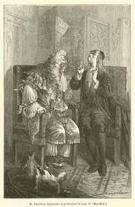 M Jourdain oppii ääntämään ääntä U, Moliere tekijältä after Emile Antoine Bayard