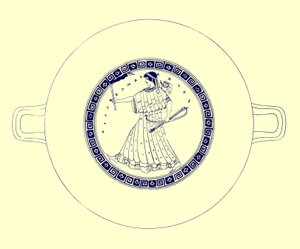 Artemis jousi, nuoli ja soihtu, kuvitus J. E. Harrisonin ja D. S. MacCollin kreikkalaisesta maljamaalauksesta, julkaistu 1894 (digitaalisesti paranneltu kuva)