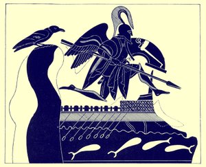 The Ghost of Patroklos, kuvitus J. E. Harrisonin ja D. S. MacCollin kreikkalaisesta maljamaalauksesta, julkaistu 1894 (digitaalisesti paranneltu kuva)