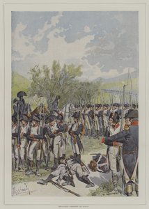 Bonaparte kulkee armeijansa riveissä