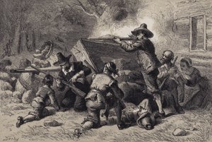 Virginialaiset puolustavat itseään intiaaneja vastaan tekijältä after Felix Octavius Carr Darley