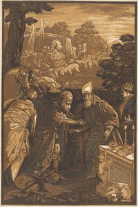 Melkisedek siunaa Aabrahamia tekijältä after Francesco Bassano II John Baptist Jackson