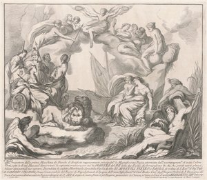 Prima Macchina Kiinalle vuodelta 1741: Allegoria kuninkaallisesta loistosta tekijältä after François Hutin Miguel de Sorellò