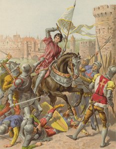 Jeanne DArc vangittiin Compiegnessa (chromolitho)
