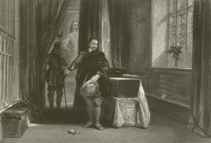 Cromwell katselee Charles I:n ruumista varjo liikkui hänen otsallaan tekijältä after George Cattermole
