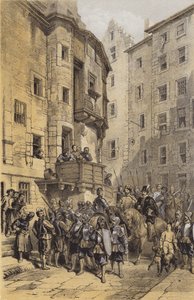 West Bow, Edinburgh (chromolitho) tekijältä after George Cattermole