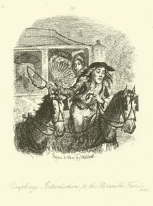 Tobias Smollettin Humphry Clinker -teoksen kuvitus. tekijältä after George Cruikshank