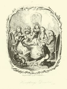 Tobias Smollettin Humphry Clinker -teoksen kuvitus. tekijältä after George Cruikshank