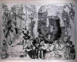 Kohtauksia Drury Lanesta ja Covent Garden Pantomimesista, The Illustrated London News, 7. tammikuuta 1882 tekijältä after George Cruikshank