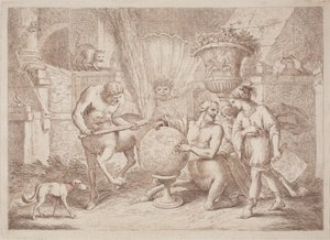 Chiron opettaa maantiedettä Akhilleukselle tekijältä after Giovanni Benedetto Castiglione Gaetano Zompini