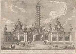 Seconda Macchina Chinealle vuodelta 1758: Nanjingin posliinitorni tekijältä after Giuseppe Palazzi attritbuted to Giuseppe Pozzi after Paolo Posi