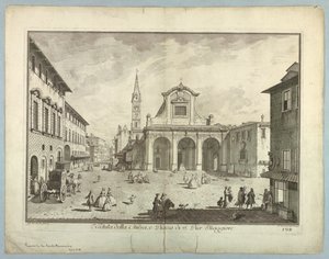 Näkymä Firenzeen, lautanen "XXIV:n valinta Näkymät Firenzen kaupungin pääalueille, aukioille, kirkoille ja palatseille"