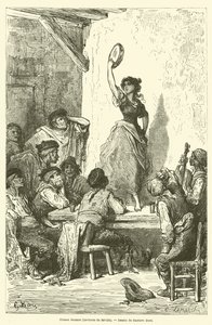 Gitana tanssii ympäri Sevillaa tekijältä Gustave after Dore