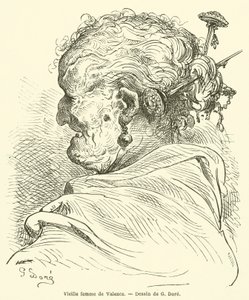 Vanha nainen Valenciasta tekijältä Gustave after Dore