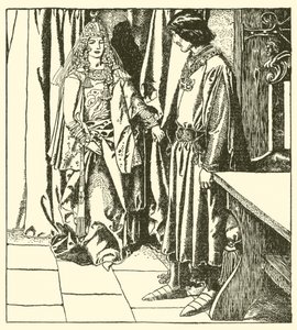 Kuningatar Morgana ilmestyy Sir Launcelotille tekijältä after Howard Pyle