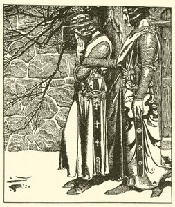Sir Kay keskeyttää Sir Percivalin meditaatiot tekijältä after Howard Pyle