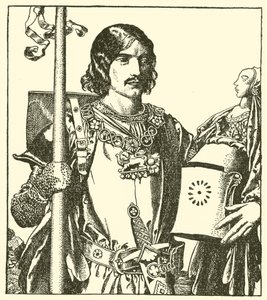 Sir Launcelot järvestä tekijältä after Howard Pyle