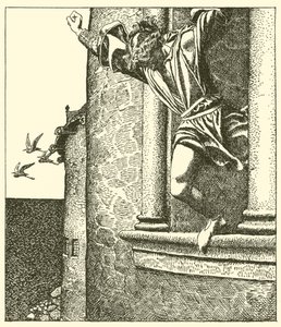 Sir Tristram hyppää mereen tekijältä after Howard Pyle