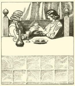 Sir Tristram istuu Sir Launcelotin kanssa tekijältä after Howard Pyle