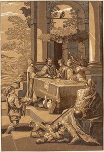 Sukellukset ja Lasarus (oikea paneeli) tekijältä after Jacopo Bassano John Baptist Jackson