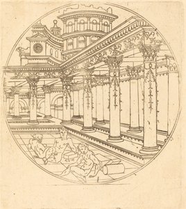 Kolme hahmoa galleriassa tekijältä after Jean de Gourmont I