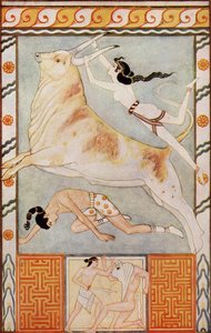 The Bull Baiters, kuvitus Donald A. Mackenzien teoksesta "Myths of Crete and Pre-Hellenic Europe", julkaistu vuonna 1917