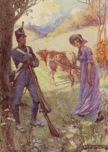 Laura Secord ajoi lehmää edellään ja läpäisi American Sentriesin tekijältä after Joseph Ratcliffe Skelton