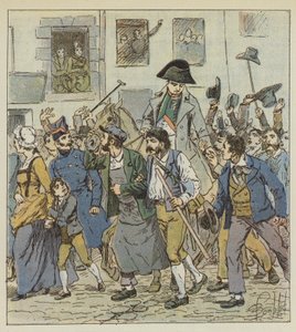 Palattuaan Elbasta keisari otettiin vastaan ​​Faubourg Saint-Antoinen kaupungissa vertaansa vailla olevalla innostuksella. tekijältä after Louis Charles Bombled