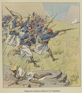 Sakalavilaisten kahakkaiden hyökkäys 19. syyskuuta tekijältä after Louis Charles Bombled